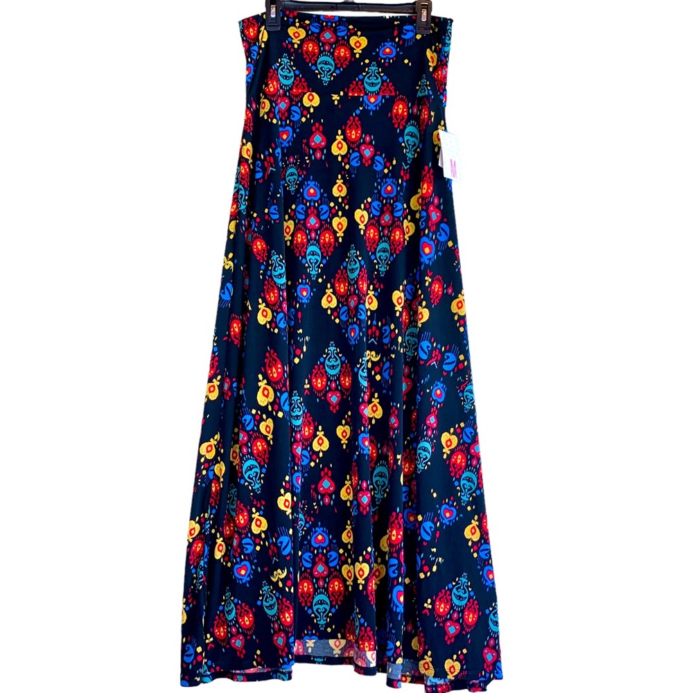 LuLaRoe Maxi Skirt Dress Slinky Stretchy Versatile Boho Tribal India Print New